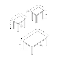 Monarch Contemporary 3-Piece Coffee Table & End Tables Set - Grey Taupe
