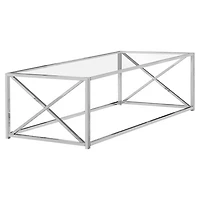 Monarch Modern Rectangular Coffee Table with Tempered Glass - Chrome