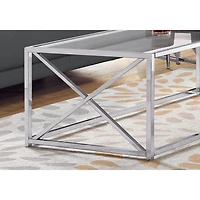 Monarch Modern Rectangular Coffee Table with Tempered Glass - Chrome