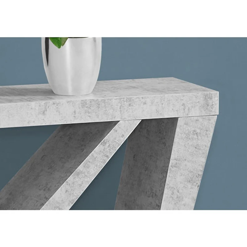 Monarch Contemporary Rectangular Console Table with Asymmetrical Base - Grey