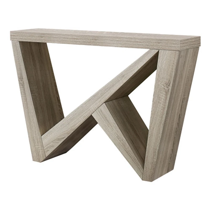 Monarch Contemporary Rectangular Console Table with Asymmetrical Base - Dark Taupe