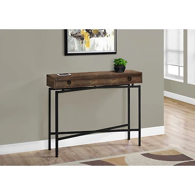 Monarch Modern Rectangular Console Table with Drawer - Brown/Black