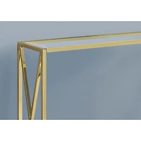Monarch Modern Rectangular Console Table with Tempered Glass Top - Gold