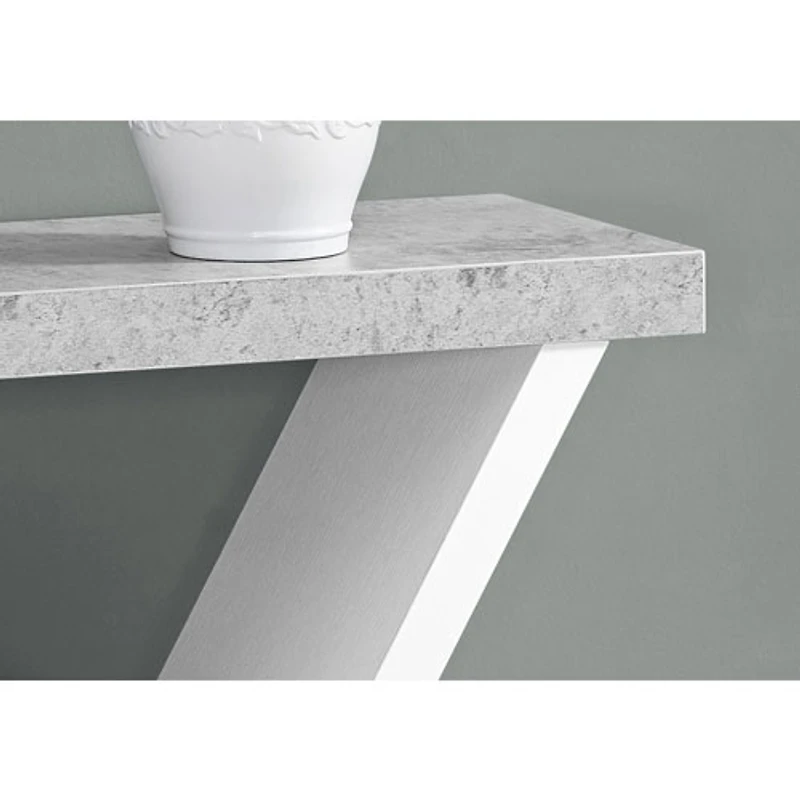 Monarch Modern Rectangular Console Table with Angular Base - White