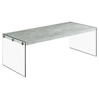 Monarch Modern Rectangular Coffee Table with Tempered Glass Side - Grey