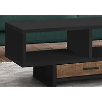 Table basse rectangulaire moderne avec compartiments et tiroirs de Monarch - Noir/Brun