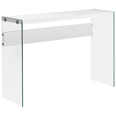 Monarch Modern Rectangular Glass Side Console Table - White