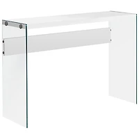Monarch Modern Rectangular Glass Side Console Table - White