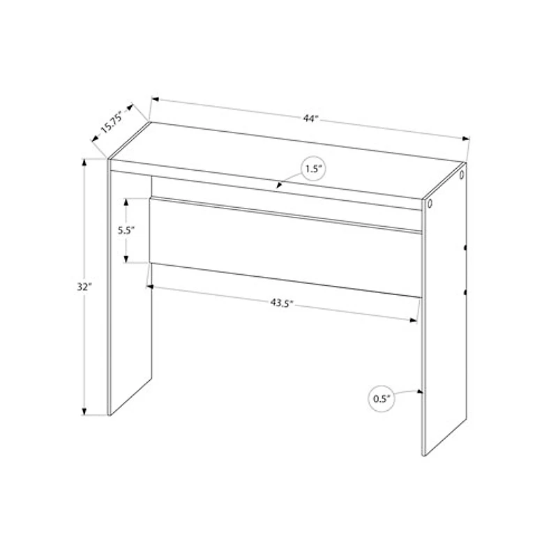 Monarch Modern Rectangular Glass Side Console Table - White