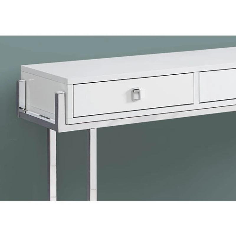 Monarch Modern Rectangular Three-Drawer Console Accent Table - Glossy White