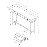 Monarch Modern Rectangular Three-Drawer Console Accent Table - Glossy White