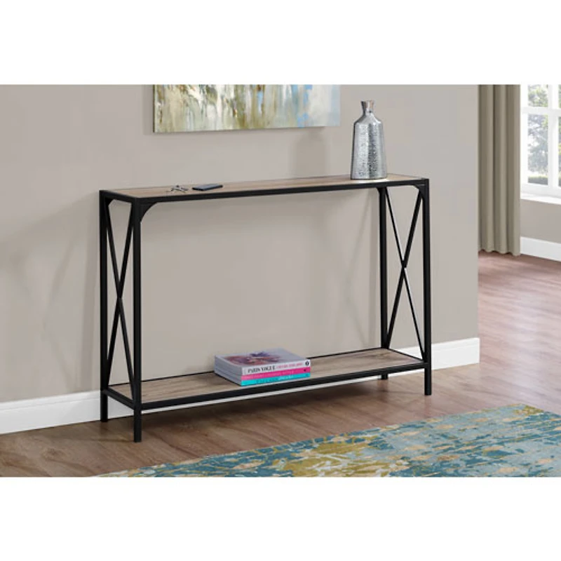 Monarch Contemporary Rectangular Console Cross-Bars Accent Table - Dark Taupe