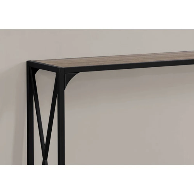 Monarch Contemporary Rectangular Console Cross-Bars Accent Table - Dark Taupe