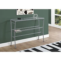 Monarch Modern Rectangular Glass Top Console Table - Silver