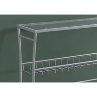 Monarch Modern Rectangular Glass Top Console Table - Silver