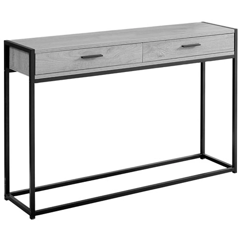 Table d'appoint rectangulaire moderne avec base en métal de Monarch - Gris