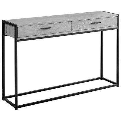Table d'appoint rectangulaire moderne avec base en métal de Monarch - Gris
