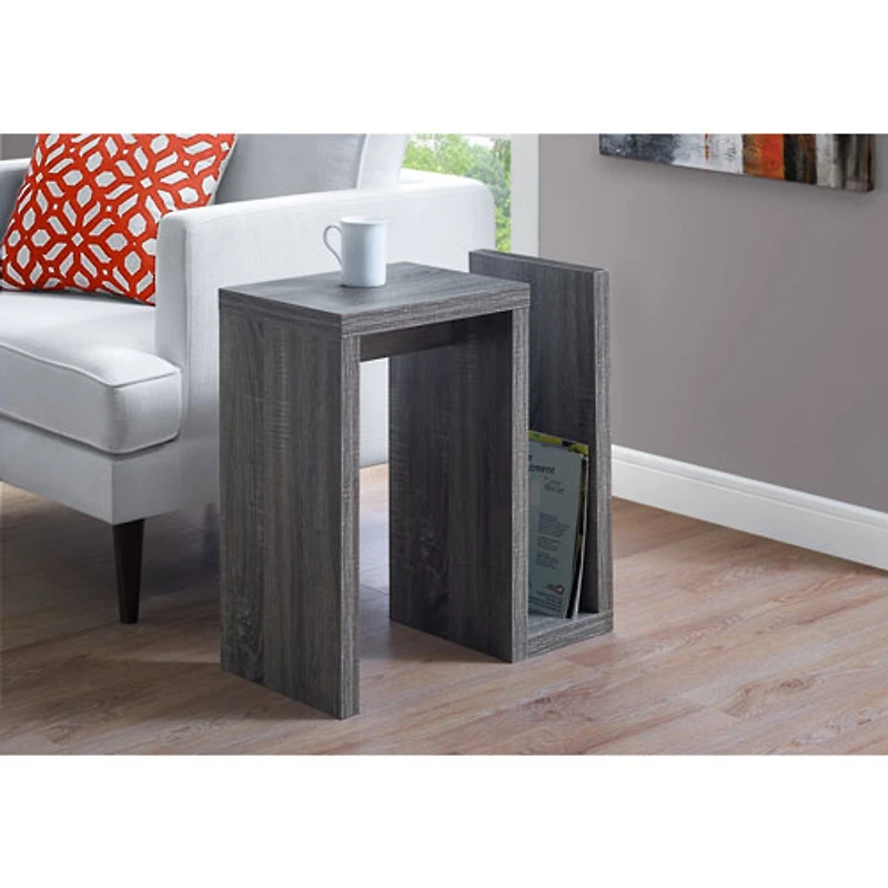 Table d'appoint rectangulaire moderne avec rangement ouvert de Monarch - Gris