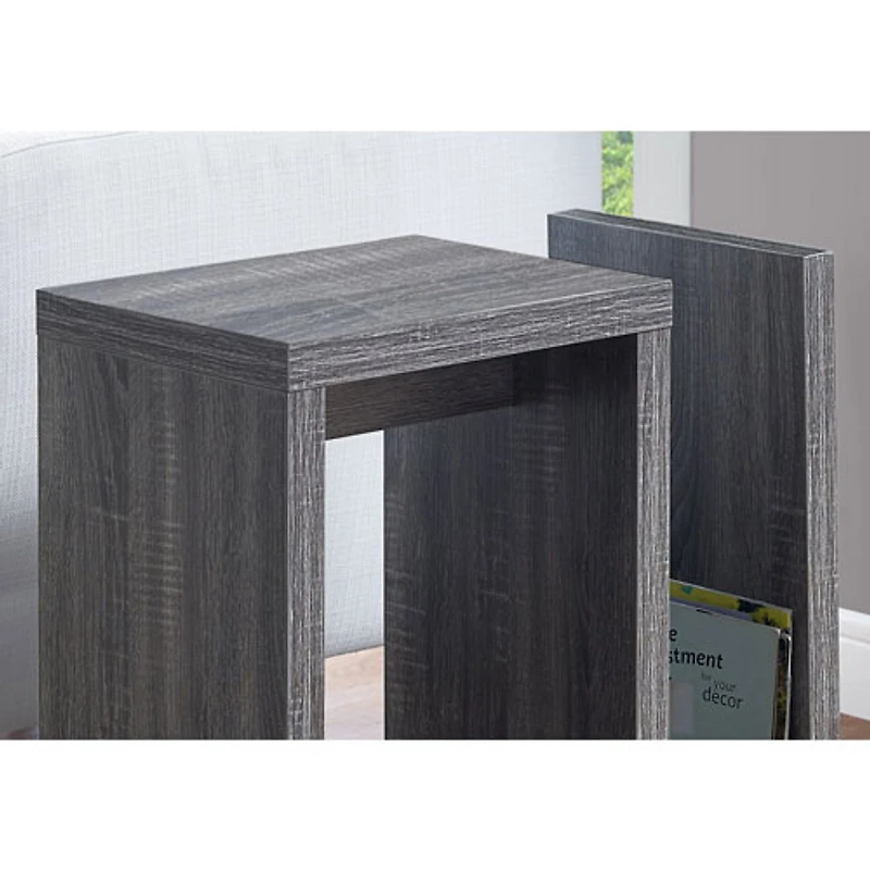 Table d'appoint rectangulaire moderne avec rangement ouvert de Monarch - Gris