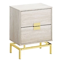 Table d'extrémité rectangulaire moderne avec 2 tiroirs de Monarch - Beige/Doré