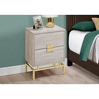 Table d'extrémité rectangulaire moderne avec 2 tiroirs de Monarch - Beige/Doré