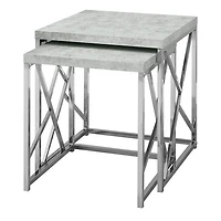 Ensemble de 2 tables gigognes modernes de Monarch - Gris/Chromé