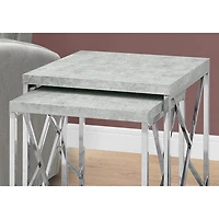 Ensemble de 2 tables gigognes modernes de Monarch - Gris/Chromé
