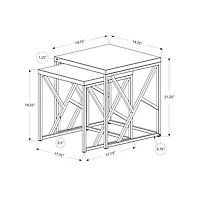 Ensemble de 2 tables gigognes modernes de Monarch - Gris/Chromé