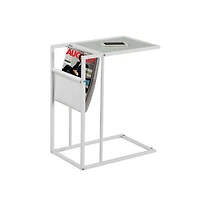 Monarch Modern Rectangular End Table with Magazine Holder - White