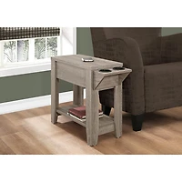Monarch Modern Rectangular Side Accent Table with Cup Holders - Taupe