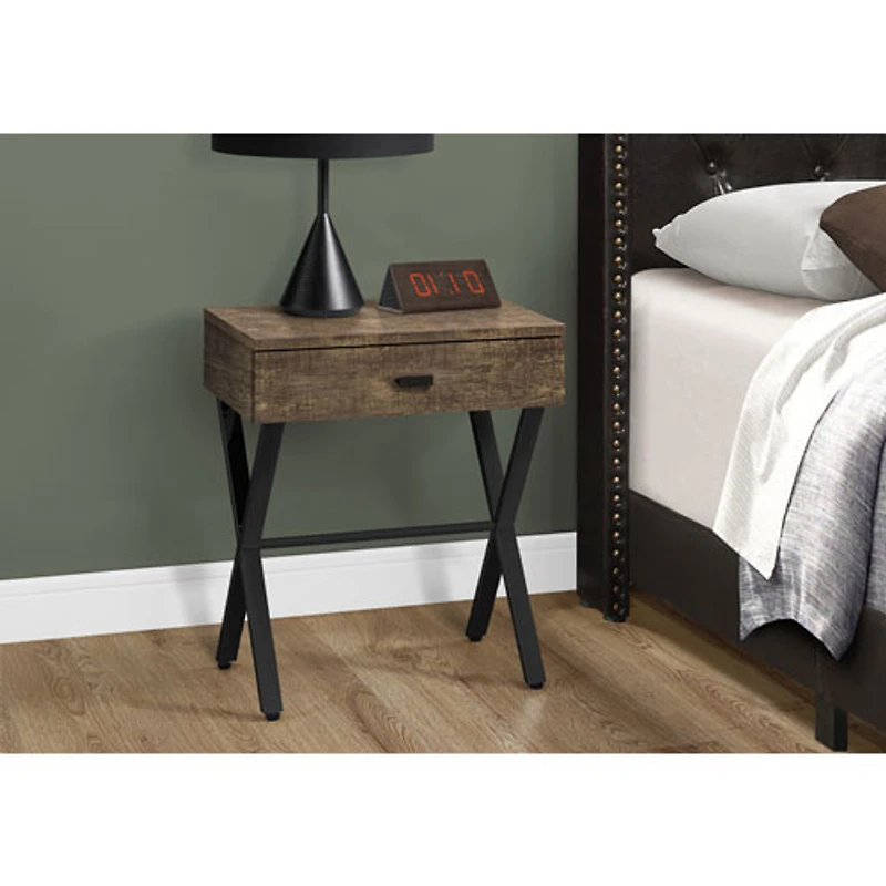 Monarch Modern Rectangular End Table with Storage - Brown/Black