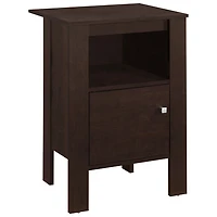 Monarch Contemporary Square End Table with Open Shelf and Closed Cabinet - Cappuccino