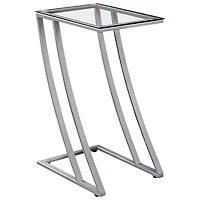 Table de bout rectangulaire contemporaine avec dessus en verre trempé de Monarch - Argenté