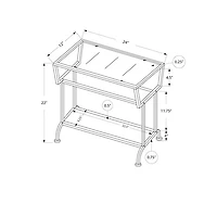 Monarch Modern Rectangular End Table With Tempered Glass Top and 2 Shelves - White