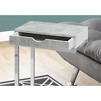Monarch Modern Rectangular C-Shape End Table With Drawer - Cement Grey/Chrome