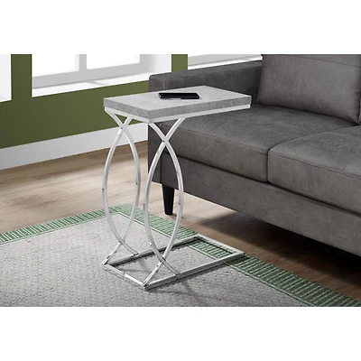 Monarch Modern Rectangular End Table - Cement Grey/Chrome