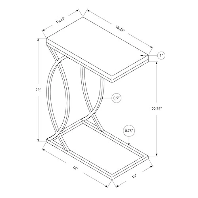 Monarch Modern Rectangular End Table - Cement Grey/Chrome