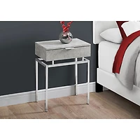 Monarch Modern Rectangular End Table With Drawer - Cement Grey/Chrome