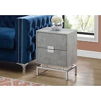 Monarch Modern Rectangular End Table With Drawers - Grey/Chrome