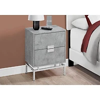 Monarch Modern Rectangular End Table With Drawers - Grey/Chrome