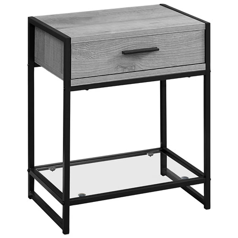 Table de bout rectangulaire moderne avec tiroir et tablette de Monarch - Gris/Noir