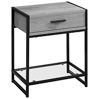 Table de bout rectangulaire moderne avec tiroir et tablette de Monarch - Gris/Noir
