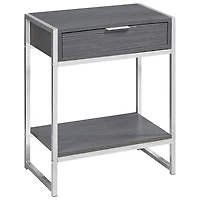 Table de bout rectangulaire moderne avec tiroir et tablette de Monarch - Gris/Chromé