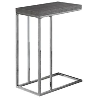 Table de bout rectangulaire moderne en forme de C de Monarch - Gris/Chromé