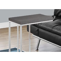 Table de bout rectangulaire moderne en forme de C de Monarch - Gris/Chromé