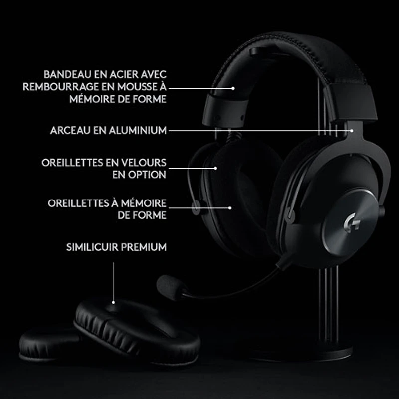 Casque de jeu sans fil avec microphone G Pro X LIGHTSPEED de Logitech - Noir