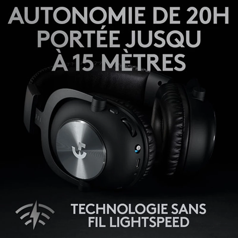 Casque de jeu sans fil avec microphone G Pro X LIGHTSPEED de Logitech - Noir