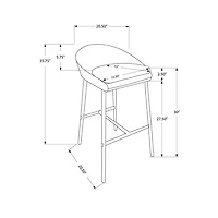 Fabric Contemporary Bar Height Barstool - Set of 2 - Grey/Chrome