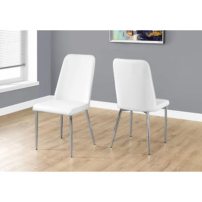 Chaise de salle à manger contemporaine de style rétro en similicuir - Ensemble de 2 - Blanc