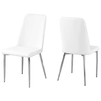 Chaise de salle à manger contemporaine de style rétro en similicuir - Ensemble de 2 - Blanc